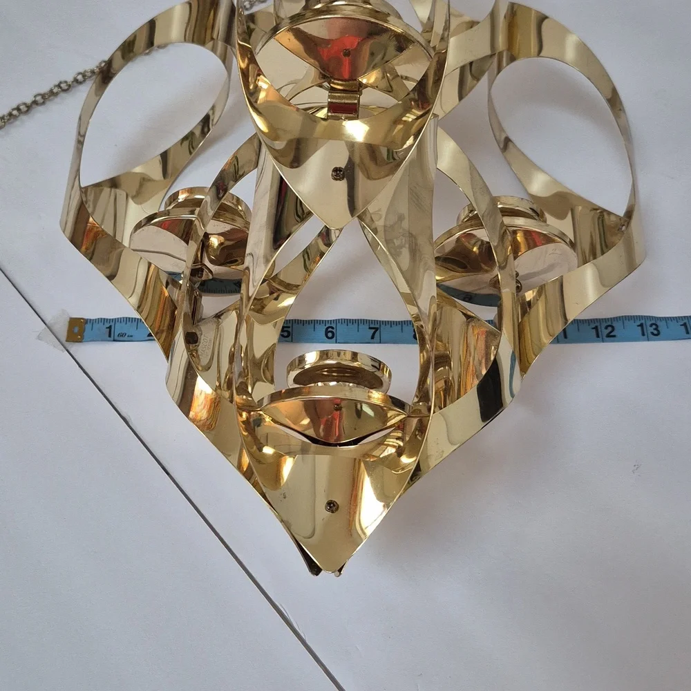 Large Vintage Mid Century Gold Brass Candle Holder Chandelier Mascot Regency